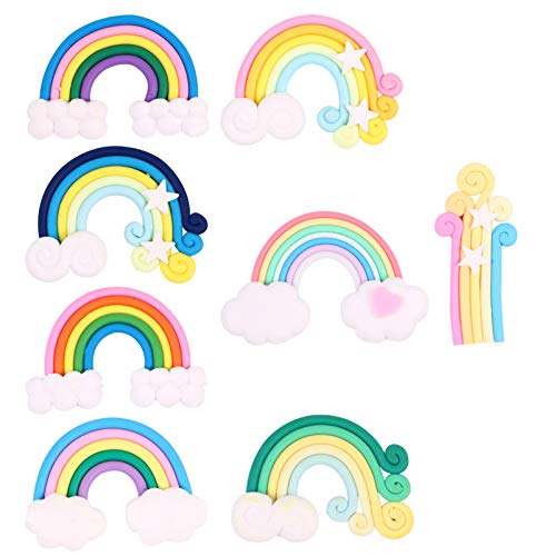 KESYOO 16 Pcs Fofos Nuvem Arco-Ãris Flatback Resina CabochÃµes Diy PolÃ­mero Argila Amuletos para Ar