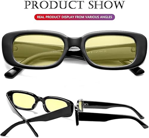 Image of IFLASH Rectangle Sunglasses for Women Retro Driving Glasses 90s Vintage Fashion Narrow Square Frame UV400 Protection Glasse