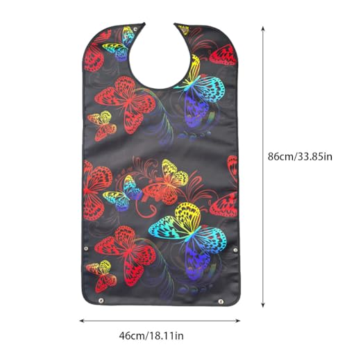 Surakey Adult Bibs for Eating, Butterfly Dining Bib for Elderly Washable Reusable Clothing Protector for Elderly Women 33.9'' x 18.1'', Type 5