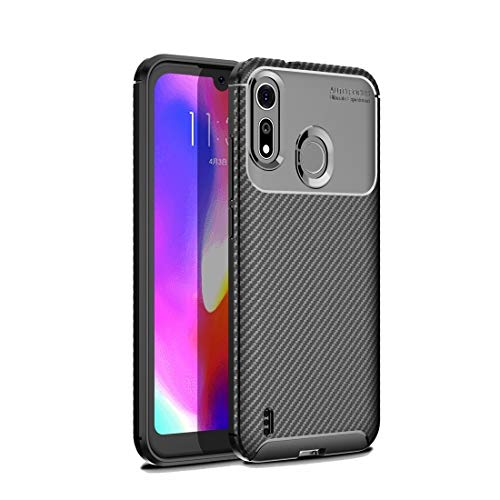 Coque Motorola Moto P40 Play effet carbone - Protection souple antichoc en TPU noir
