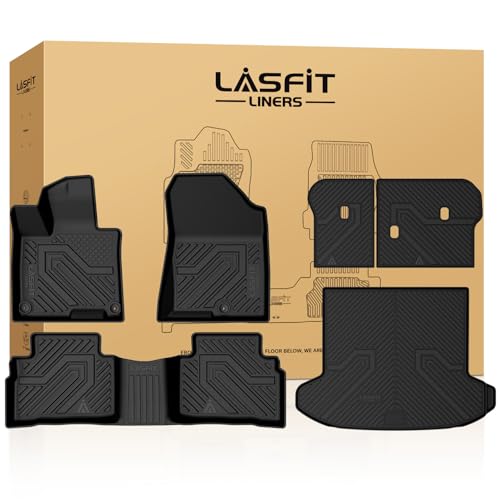 LASFIT Floor & Cargo & Seatback Mats for Kia Sportage 2026 2025 2024 2023 (Only Fit Gas Not Fit Hybrid) All Weather TPE Custom Fit Floor Liners with Full Set Car Mats & Trunk Mats Accessories Black