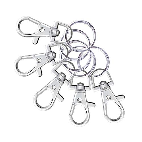 Livder Metal Swivel Lanyard Snap Hooks And Split Key Rings Chain Hook Keychain, 100 Pieces #TOP5