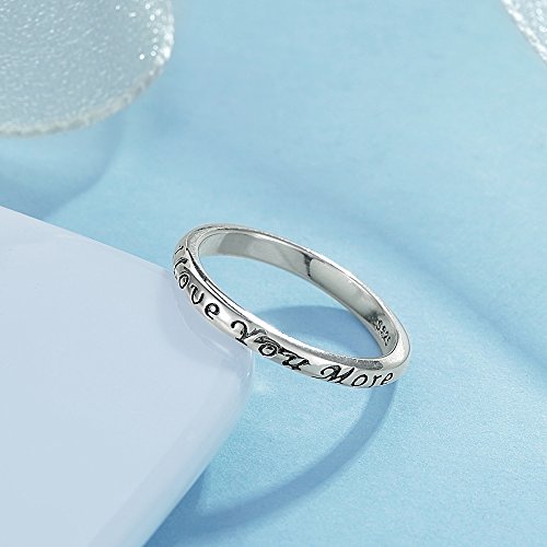 3mm I Love You More Wedding Band Ring in Antique Sterling Silver 925 with US Size 6-84