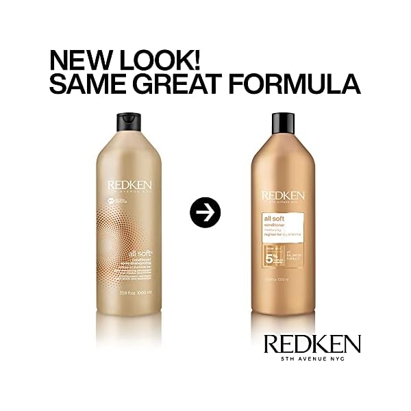 Redken All Soft Conditioner | For Dry / Brittle Hair | Moisturizes & Provides Intense Softness | With Argan Oil | 33.8 Fl Oz