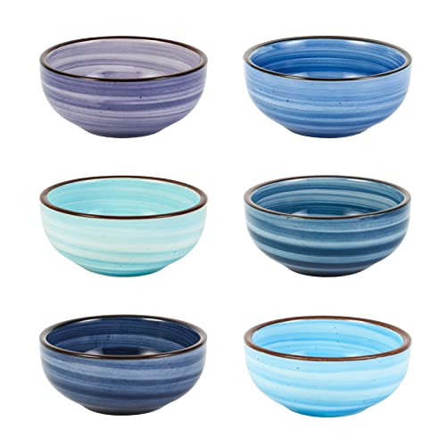 Selamica Keramik-Dip-Schalen, 76,5 ml, Sojasaucen-Set, 7,6 cm, kleine Dip-Schüssel für Beilagen, Vorspeisen, 6 Stück, Farbverlauf Blau