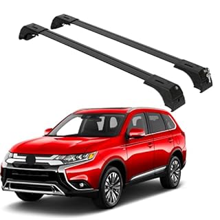 ERKUL Roof Rack Cross Bars for Mitsubishi Outlander 2014-2021 (Not fit for Outlander Sport) | Lockable Aluminum Crossbars for Rooftop | Compatible with Flush Rails - Black