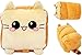 moodrush® Toast Cat/Brot-Katze Plüsch Kissen | Kuscheltier | alle Elemente aufgestickt (Nicht Bedruckt!) | waschbar | Weißbrot Kitty | ca. 37x27 cm