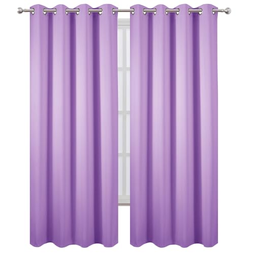 Image of LEMOMO Blackout Curtains 52 x 90 Inch Long Lavender Curtains Set of 2 Panels Room Darkening Curtains for Bedroom and Living Room