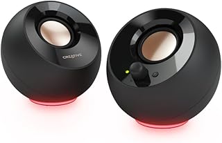 Creative Pebble SE ブラック RGB ライティング 搭載/音声入力 ピンプラグ/電源 USB C 接続 / 45度 上向きスピーカー 低音パッシブラジエーター 搭載 ピーク出力8.8W/総合4.4W RMS PC スピーカー ...