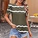 Womens Short Sleeve Tops Dressy Casual Summer Shirts Puff Sleeve Classic Polka Dot Blouse Trendy Tunic Floral Tees B-Army Green