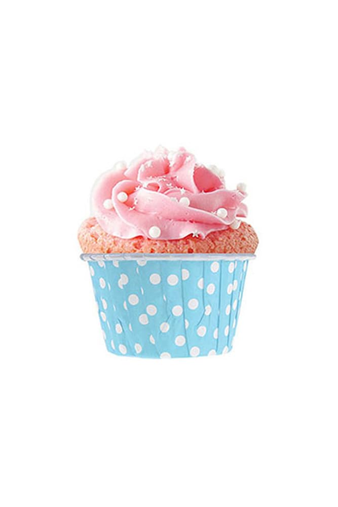 Kullan At Market KM-PKU-0215 Puantiyeli Muffin Kek Kapsülü 25'li, Bebek Mavisi