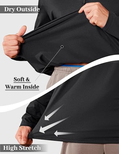 KEFITEVD Sweatshirts for Men UK Lightweight 1/4 Zip Fleece Pullover Outdoor Running Walking Base Layer Top,Black,M - Image 4