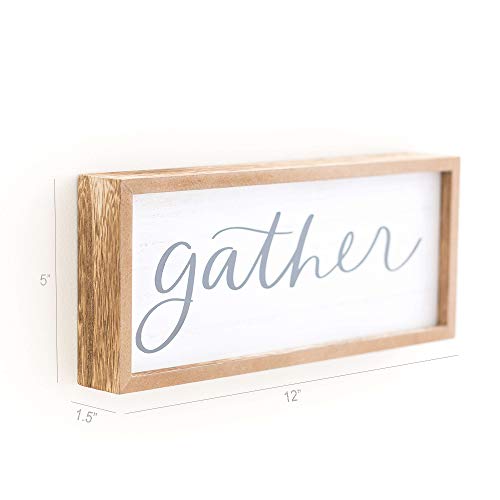 image for word+joy Wooden Gather Sign for Farmhouse Home Decor | 12x5-Inch Rusti