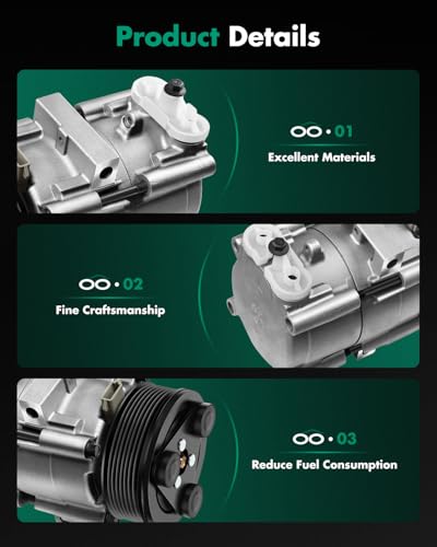 Image of SCITOO AC Compressor for Ford for Crown Victoria 4.6L 1992-2002 2010 | Fast Cooling, Ultra Low Noise (≤72 dB) Air Conditioner Compressor for Summer, with Clutch, YC2520 YCC166 YCC262RM YCC284