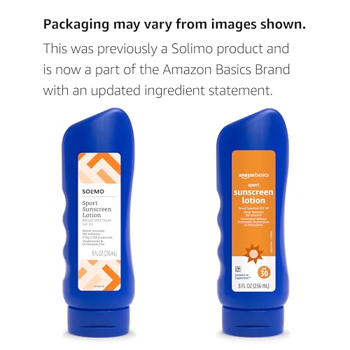 Amazon Basics Sport Sunscreen Lotion SPF 30, Water Resistant (80min), Formulated without Octinoxate & Oxybenzone, Broad Spectrum UVA/UVB Protection, 8 Fluid Ounce - Image 3