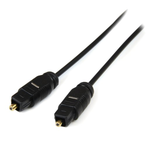StarTech.com 15 ft Thin Toslink Digital Optical SPDIF Audio Cable - 15ft / 15 Feet Optical Audio Cable (THINTOS15),Black