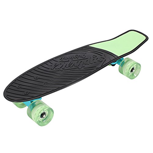 Kryptonics Original Torpedo 22.5" Complete Kids Poly Cruiser Skateboard, Black/Green #TOP4