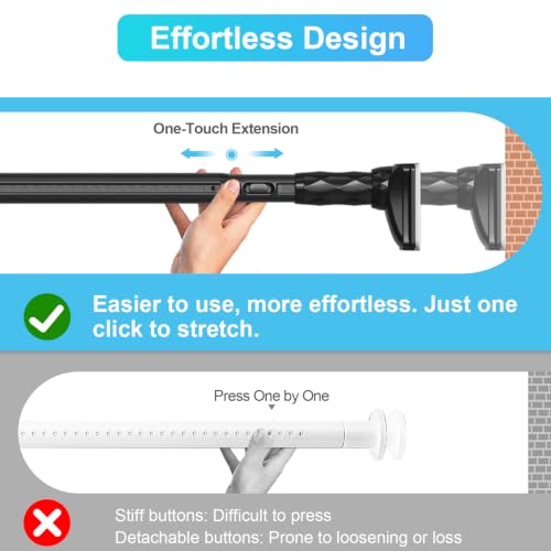 Image of Black Closet Rods For Hanging Clothes,41-87 In heavy duty tension rod