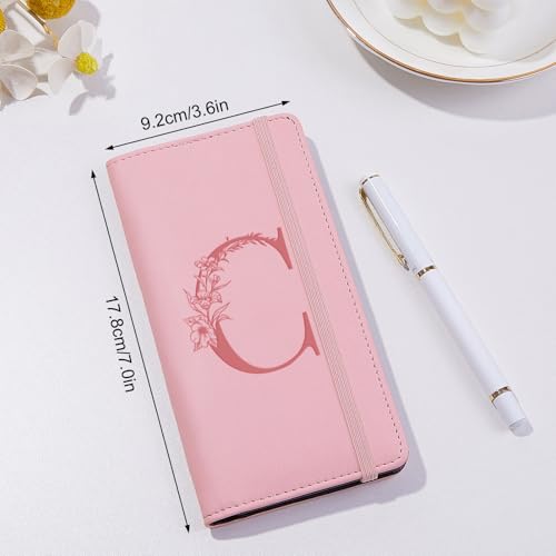 MHJY Checkbook Covers for Personal Checkbook, RFID Blocking Checkbook Holder Alphabet Checkbook Cover for Duplicate Checks, Pink C - Thumbnail 6