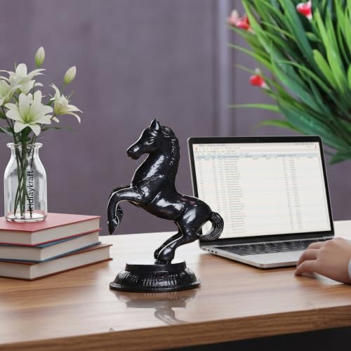 Image of KridayKraft Jumping Horse Metal Statue for Wealth Table Top Figurine for Living Room Bedroom Home Office Animal Decorative Showpiece Feng Shui Vanstu Sculpture for Gift Purpose. (Black)