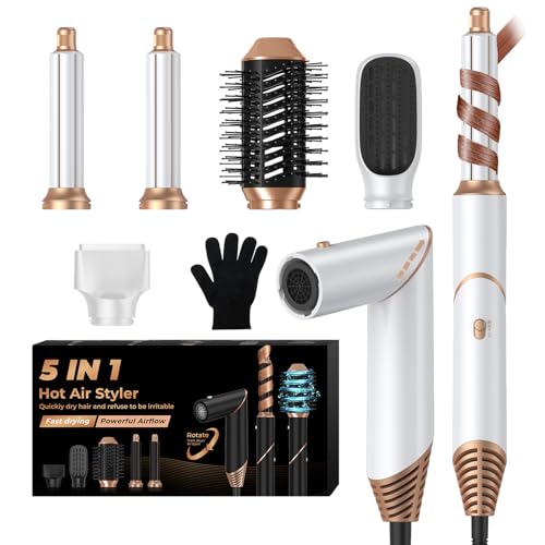 Image of 5 in 1 Blow Dryer Brush,Hair Dryer Brush with Detachable Air Styler,Negative Ionic Magic Hair Styler,Hot Air Brush for Women Volumizer,Straightener,Drying