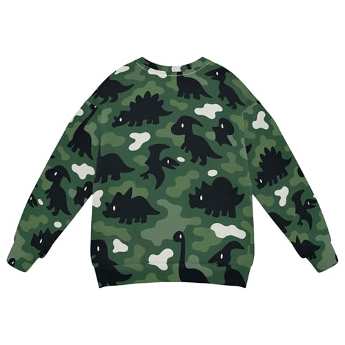 JUNZAN Cute Dinosaur Camouflage Green Little Girls Pullover Hoodie Long Sleeve Outerwear for Kids Athletic 4T2
