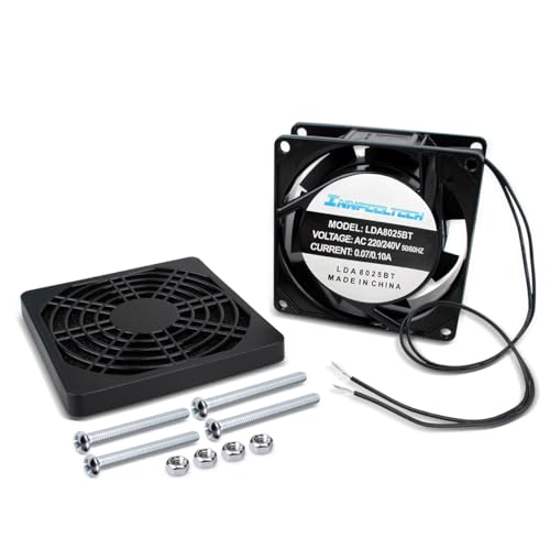 Innfeeltech 1 unidad de ventilador eléctrico de refrigeración, AC220V 80 * 80 * 25 mm Mini ventilador silencioso con doble rodamiento de bolas para máquinas de hielo, refrigeradores y PC