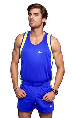 Image of HENCO Royal Blue Athletic Sando kit(Sando & Shorts) Running kit for Multi Sports, Yoga, Volleyball, Tennis, Cycling, Badminton, Gym & Fitness Inner Wear for Men /Women