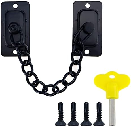 1 Set Stainless Steel Door Chain Lock – Security Chain For Home, Hotel, Apartment – Black Finish, Easy Install