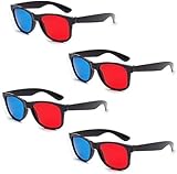 Lot de 4 lunettes 3D universelles rouges et bleues   Cadre vidéo dimensionnel   Pour DVD   Style 3D   Lunettes de visualisation 3D   Télévisions et lumière vidéo   Design simple   Accessoires