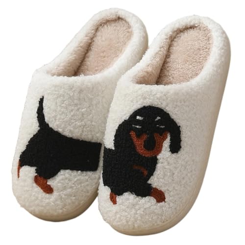 AFXAFX Women‘s Fuzzy puppy Slippers Platform Skin-Friendly Plush Fashion Casual College Trendy Cute Indoor Outdoor Vacation Comfortable Cozy (8.5)