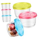 TOBBOMEY 6 piezas Contenedores para Alimentos Plástico Transparente con Tapas Herméticas y Colores para Cocina y Picnic Reutilizables Apilables Reutilizable