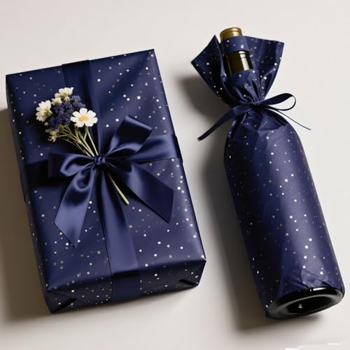 Image of Blue Glitter Tissue Paper for Gift Bags 36 Sheets 14x20 Inch - Recyclable Wrapping Paper for Weddings, Birthdays, Party & Festival Decorations DIY Craft Supplies