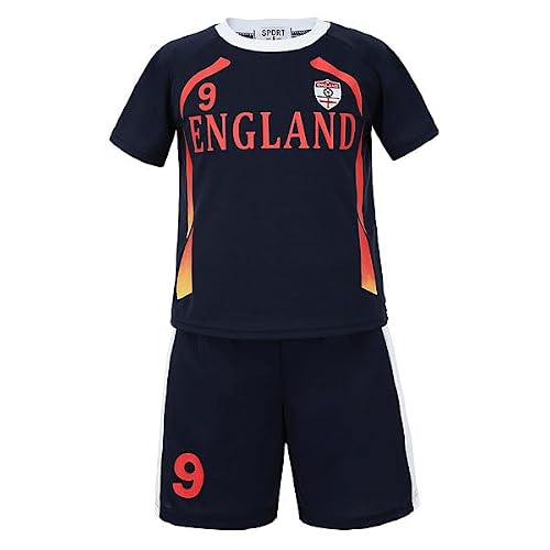 Image of Gum & Berries Kids Football T-Shirt & Shorts Kit England Barcelona Outfit Training Top Soccer