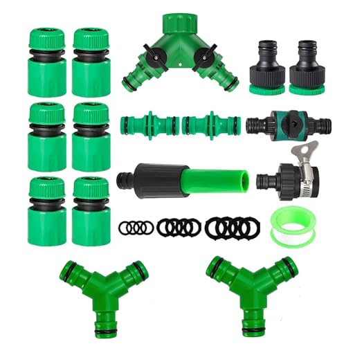 17 Piezas Conectores para Mangueras de Jardín, Accesorios de Manguera Conector Rápido sin Fugas,Kit de Conector de 1/2 y 3/4 Pulgada, Adaptador Grifo Manguera