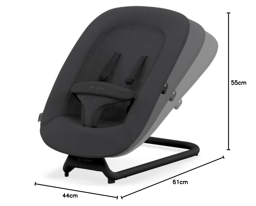 CYBEX Gold LEMO Bouncer, Sdraietta con Comodo Materassino, Compatibile con Seggiolone/Sedile CYBEX LEMO, Dalla Nascita Fino a 3 Anni (ca. 15 kg), Stunning Black (Nero)