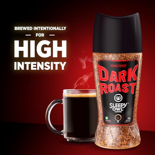 Image of Sleepy Owl Dark Roast Coffee, 100% Pure Instant Coffee Powder 100g, Makes 50 Cups, Freeze-Dried for Freshness, Strong & Intense Coffee, Rich Cafe Taste, Have It Hot or Cold, Ready in Seconds