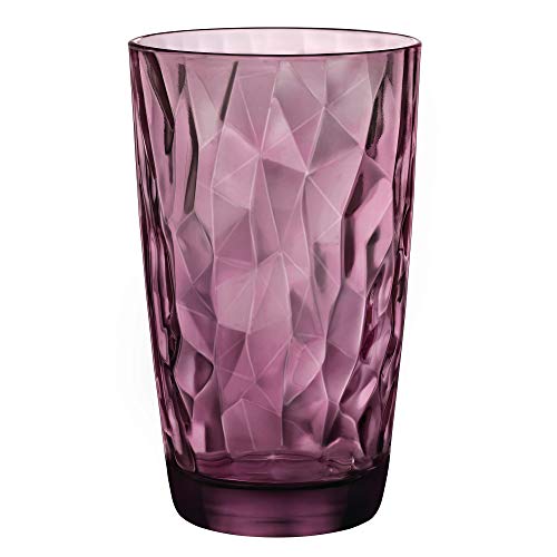 Bormioli Rocco Diamond Rock Purple Hi-ball tumbler 470ml, fuchsia, 6 Glasses