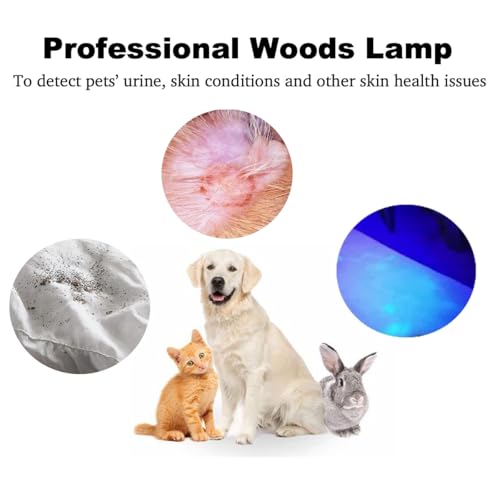 Image of Portable Woods Lamp, Professional Woods Lamp Skin Analyzer, Rechargeable Pet Urine Detector, Built-in 3X Magnifying Mirror for Facial Skin Condition Test, w /Light Shield & Pouch