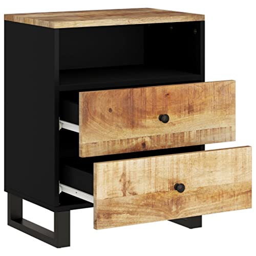 Table de chevet en bois de manguier Mangloder 50x33x62 cm avec tiroirs - 4