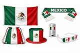 Mexico World Cup Soccer Fan Kit – 6 Items: Flag, Scarf, Hat, Bag, Glasses, Coloring