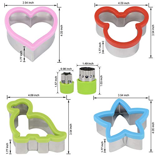 Hhyn Sandwich Cutters Set For Kids, Mickey Mouse, Dinosaur, Star, Heart Shapes And Mini Vegetable Fruit Cookie Cutters Food Mold For Holiday And Party #TOP4