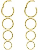 Uzgtvy 14G Septum Rings Piercing Jewelry Surgical Stainless Steel Gold Hinged Clicker Septum Nose Lip Ring Hoop 14 Gauge Helix Cartilage Rook Daith Tragus Earrings Smiley Piercing Jewelry Women Me