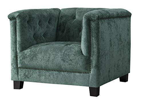 green accent chairs Acanva Luxury Vintage Tufted Velvet Accent Chair, Small Sofa for Living Room, 38"W Armchair, Dark Green