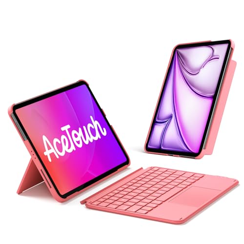 Image of Inateck for iPad (A16) 11th /10th Gen 450g Ultralight Keyboard Case, Air 11 inch 2026 M4 /M3 /M2, Air 5 /4th, Pro 11 4 /3 /2 /1th,1 Second Magnetic Detachable Keyboard with Touchpad, AceTouch, Pink