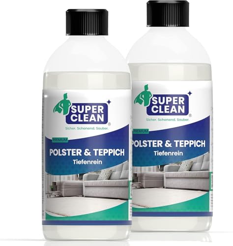 SUPER CLEAN Limpiador de tapicerías y alfombras en profundidad Limpiador concentrado, asientos de coche, sofá o sillón Contenido: 2 x 500 ml