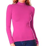Media Wave Store - VKA22 Maglia a Collo Alto da Donna con Interno Felpato Effetto Termico (Fucsia, XL/XXL)