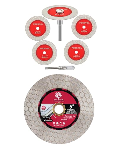 Coupe carrelage sans éclats disque diamant 125mm et outil mini verre 50mm