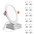 FREELICHT 12 Pack 6 Inch Ultra-Thin LED Recessed Ceiling Light with Junction Box, 12W Eqv 110W, 3000K Warm White Dimmable Can-Killer Downlight, 850LM High Brightness - ETL