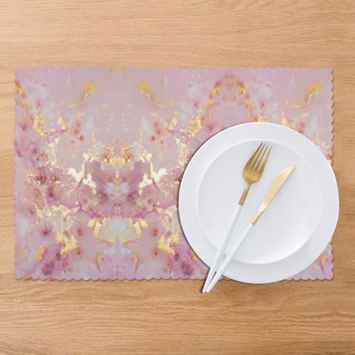 Sets de table de Noël marbre rose table salle à manger lot de 6 - 8